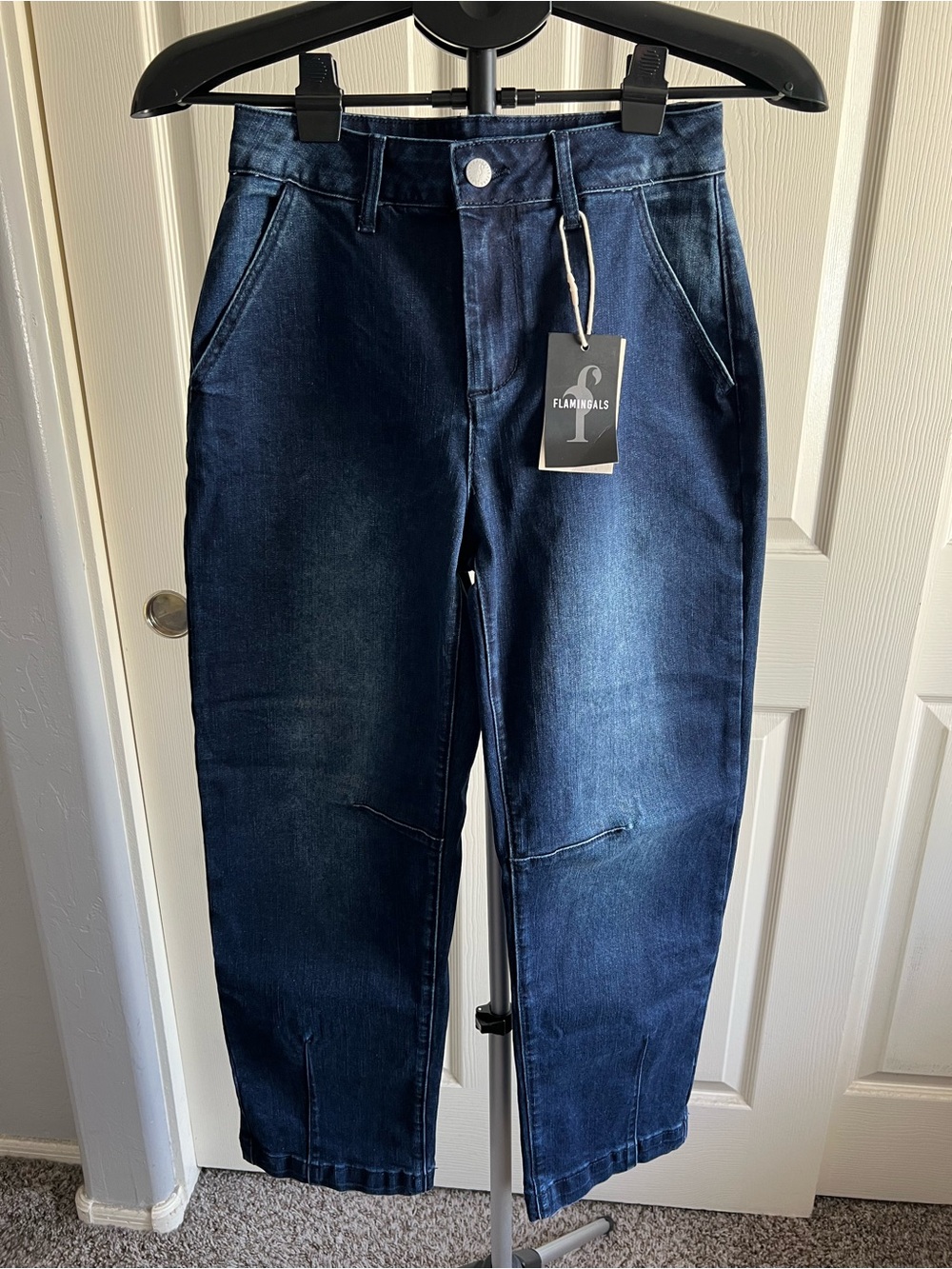 Flamingals Women’s Straight Leg Jeans — Dark Blue